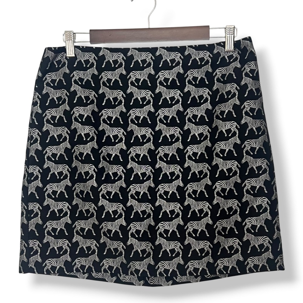 J. Crew Mini Skirt 8 Black Zebra Silver Textured Novelty Animal Whimsigoth Chic